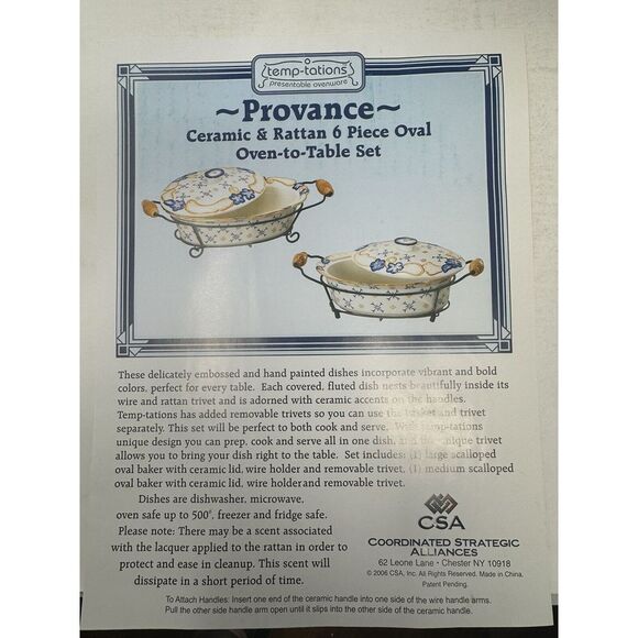 Temp-tations Provance Blue Morning Glory 2 Pieces W/ Lids Casserole Serving Dish - Picture 5 of 8